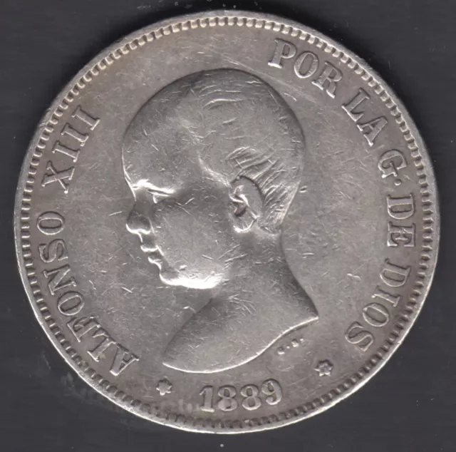 Spain Currency Alfonso XIII 5 Pesetas 1889 18 89