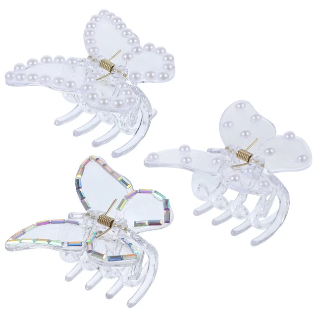 3 Pcs Molletta Fermaglio Per A Farfalla Con Strass Temperamento