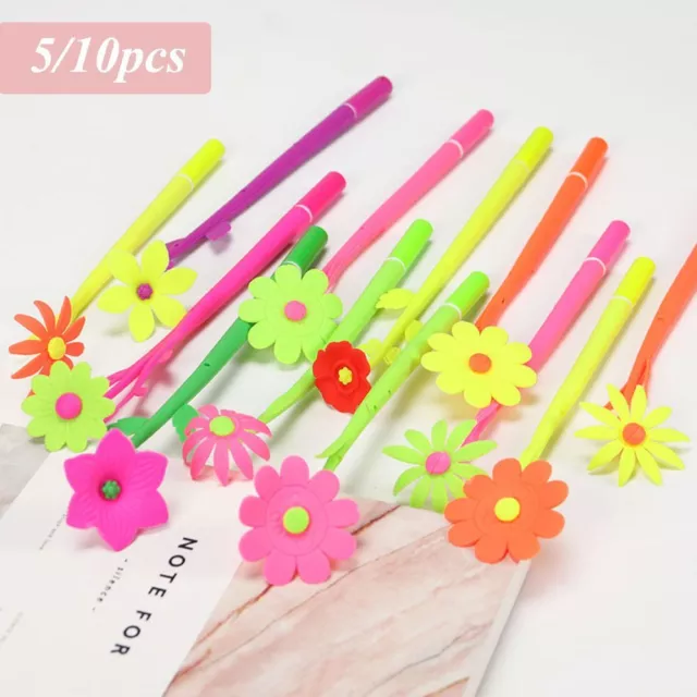 Signature Writing Tool Soft Silicone Black Ink Flowers Gel Pen Ballpoint Pen