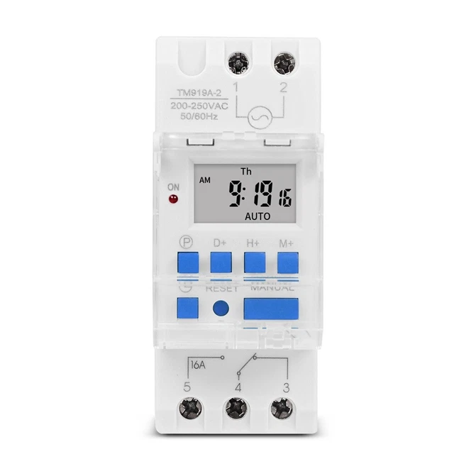 TM919A Digital Switch Timer 16A Capacity 7 Day Weekly Programmable Time Relay