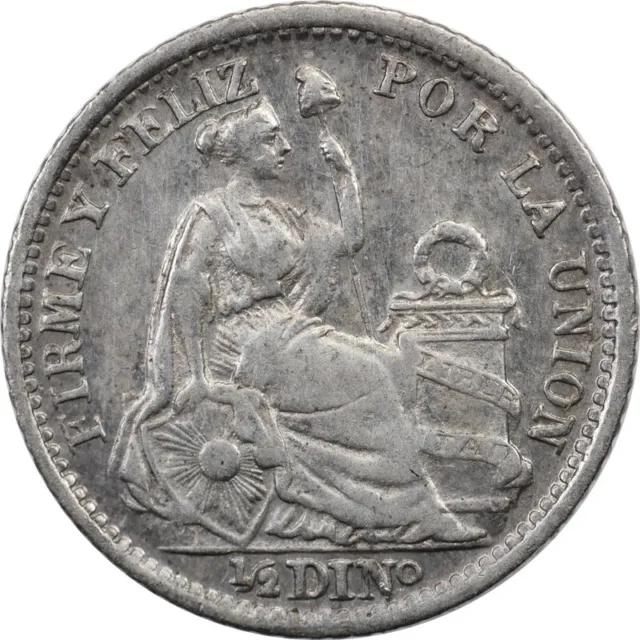 Peru - 1/2 Dinero - 1914 FG - Silver