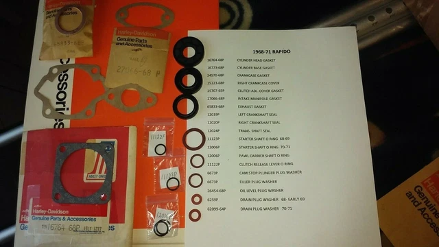 Harley Davidson Aermacchi Rapido 68-71  125Cc Gaskets, Seals, Washers, O-Rings