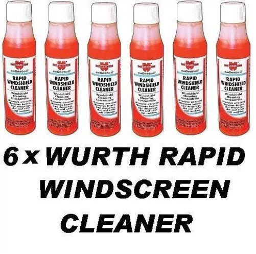 6 X Wurth Rapide Pare-Brise Nettoyant 32ml Concentré Lave Glace Fait 15-18lt