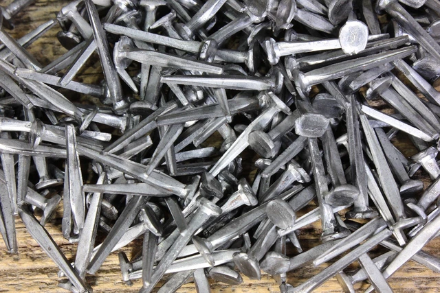 1” inch Square NAILS 200 lot antique box vintage look large round flat head BRAD 2