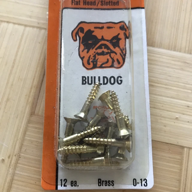 Brass Wood Screws 6 x 3/4" Flat / Slotted Box Of 12 Vintage