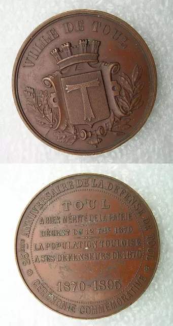 MEDAILLE 1895 : 25e anniversaire la DEFENSE de TOUL 1870