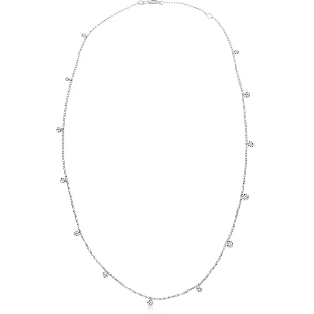 14K White Gold 1.30 Diamond By The Yard Necklace with 18" Chain
