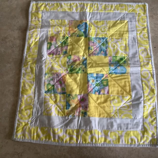 Simple Bright Baby Quilt. Approx 63 X 73 Cm