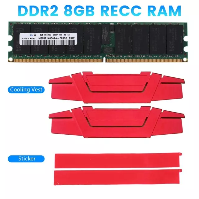 DDR2 8GB 667Mhz RECC +Cooling Vest PC2 5300P 2RX4 REG ECC Server Memory 9825