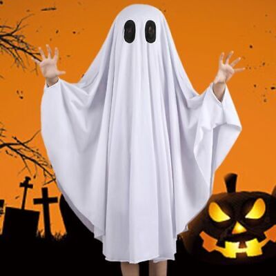 Kids Halloween Ghost Cape Childs Boys Girls Costume Cosplay Fancy Dress Outfits