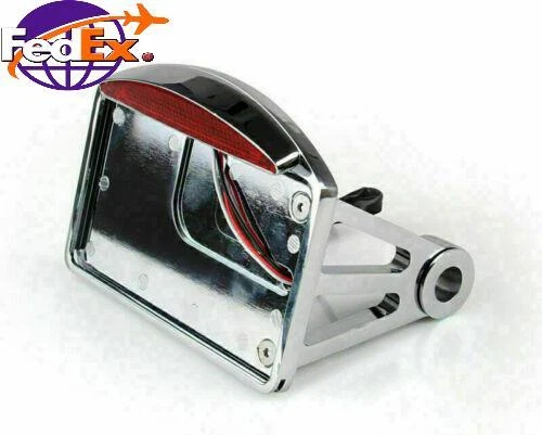 Side Mount License Plate LED Tail brake light Chrome Fits Bobber choppers S S3