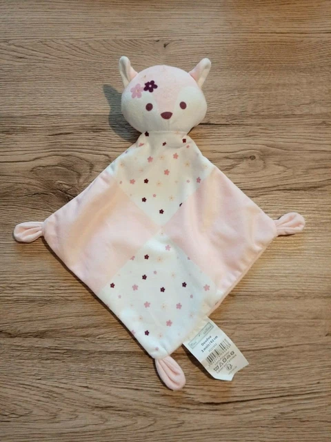Doudou plat Renard rose blanc fleurs MES PETIT CAILLOUX