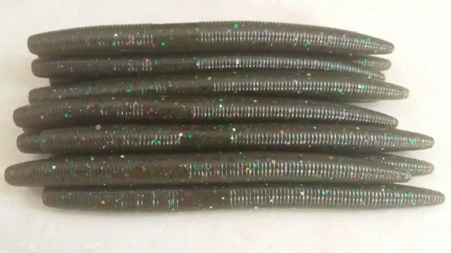5 WATERMELON CANDY Stick Baits Wacky Plastic Worms Bass Fishing
