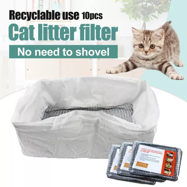 10 Pcs Reusable Cat Feces Filter Net Cats Sifting Litter Tray Liners Box Liners