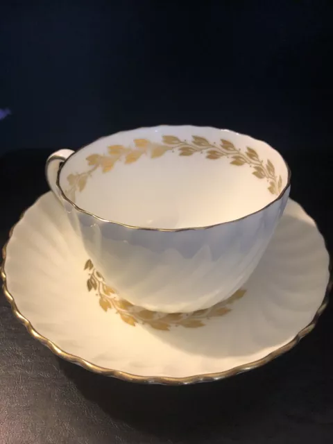 Minton Gold Cheviot S534 Tea Cup and Saucer Set Bone China Made in England