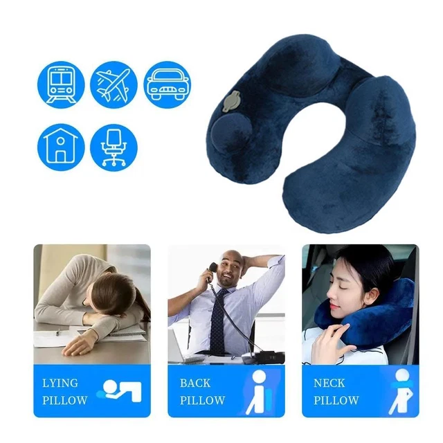 Press Inflatable Soft Neck Pillow Travel Pillows For Sleeping Trai' T7C5