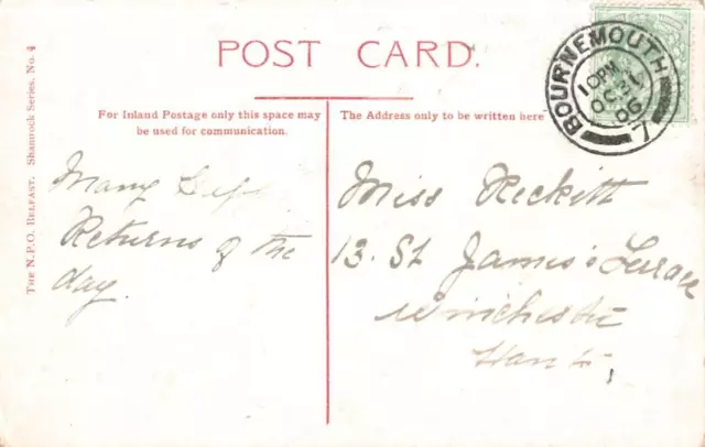Greetings From Ireland , Clover Letters Harp Clasped Hands 1906 2