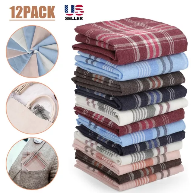 12× Men Handkerchiefs Classic Hankies Hanky Pocket Square Handkerchief Random US