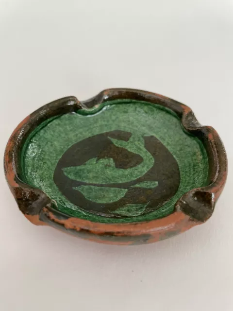 Patamban Michoacan Tobacco Ashtray_Mexican Pottery_Green_Whale_Trinket Dish