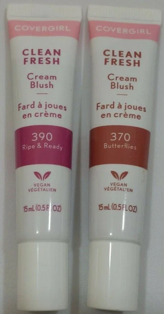 Rubor crema fresco limpio Covergirl ~ lote de 2 ~ 370 mariposas y 390 maduras y listas