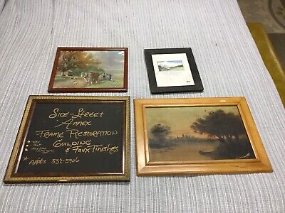 Lot Of 4 Vintage Picture Frames Maple Pine Wood Gold Gilt Large To Small