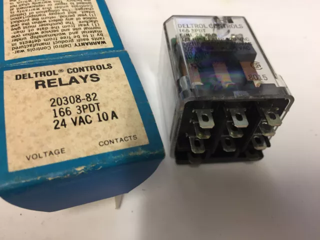 Deltrol 20308-82  166 3Pdt 24Vac 10A 11 Pin Relay Nos