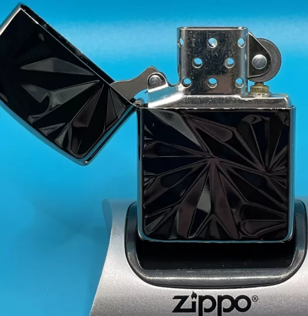 Zippo Rippled Black Ice Double Sided Armor Japanese Circa 2021 3