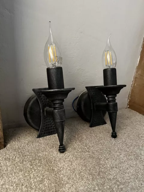 2x Elstead Single Arm Saxon Wall Lights - with bulbs