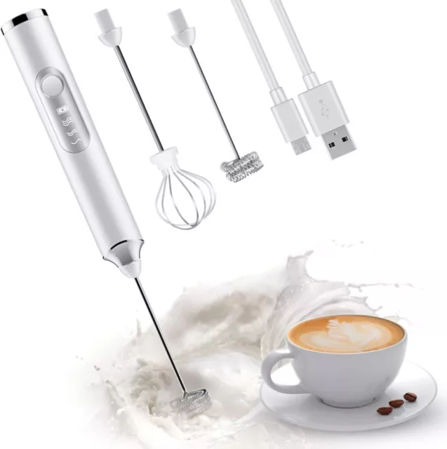 Electric Milk Frother Coffee Whisk Handheld Frappe Chocolate Mixer Rechargeable