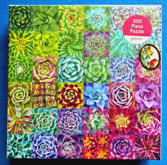 Galison Sukkulenten Puzzle – 500 Teile, Farbenfrohes Pflanzen-Motiv, 50x50 Cm Fertig