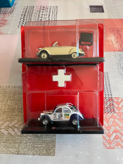 Voiture miniature Duo Citroen 2cv 2 cv Cabriolet 4 Saisons MB Raid Hachette 1/43