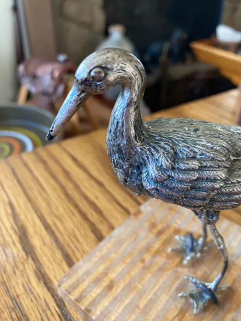 A Very Fine 18Th-19Th Century Silverplate Sculpture Of A Stork, Signed? 3