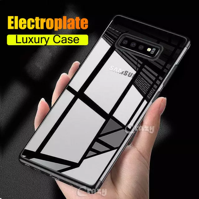 Samsung Galaxy S8 S9 S10 Plus S10e Note 9 Plating Rubber Clear Slim Case Cover