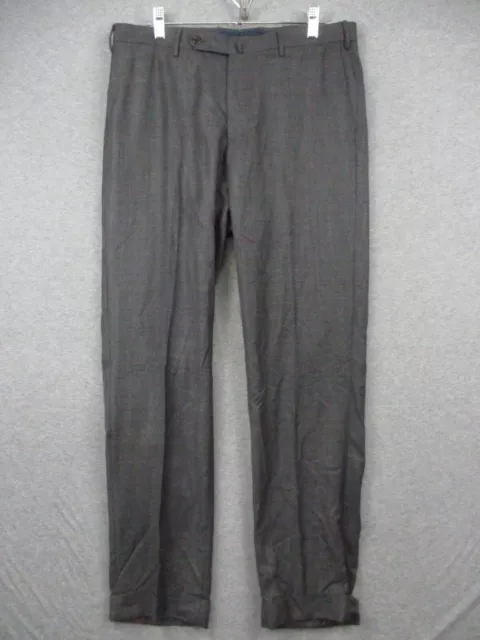 Incotex Wool Pants Mens 34 Classic Fit Gray Super 150s Cuffed