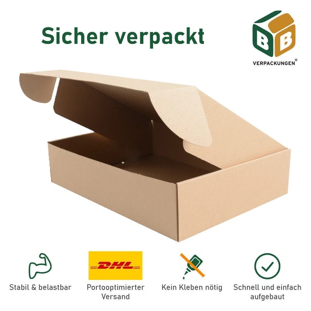 Faltkartons Versandkartons Karton 1-wellig, 200 x 150 x 90 mm, B-Welle, 100 St