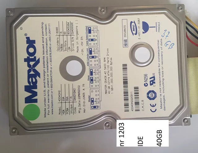 40GB IDE MAXTOR D540X-4D 4D040H2 5400U/min  intern  HDD  3.5"