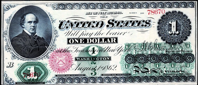 USPC FR 16c 1862 $1 Legal Tender Series 244 S.P. Chase ((XF, RARE, beautiful!))