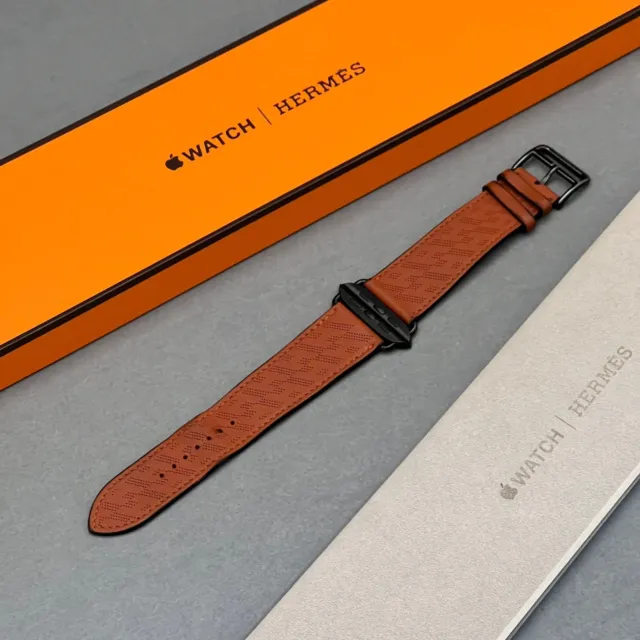 Apple Watch Hermès 45mm Cuivre H Diagonal Single Tour Hermes Leather Band MPKW3
