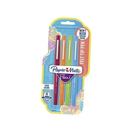 Flair Felt Tip Pens, 4 Count (Pack of 1) Assorted Fashion Colors Medium Tip