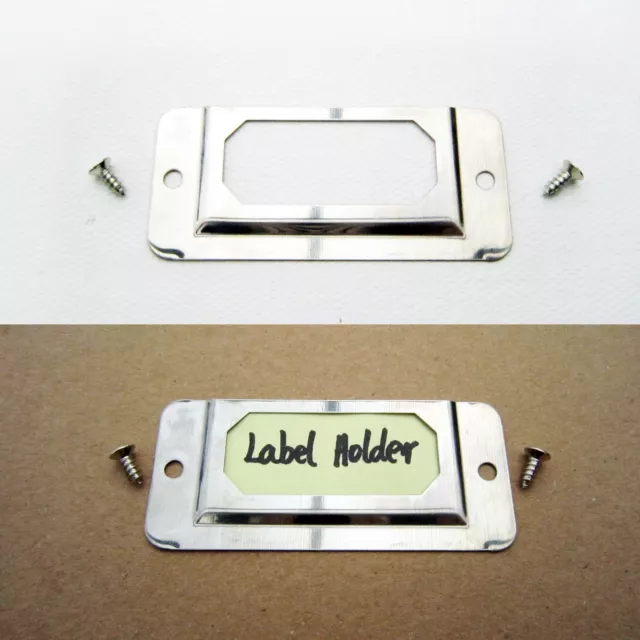 25/50/100x Silvery Cabinet Drawer Label Pull Frame Handle File Name Card Holder