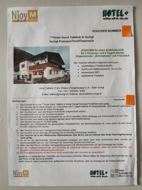 5 Tage Hotel in Ischgl Österreich  2 Personen mit Frühstück bis  31.12.2025