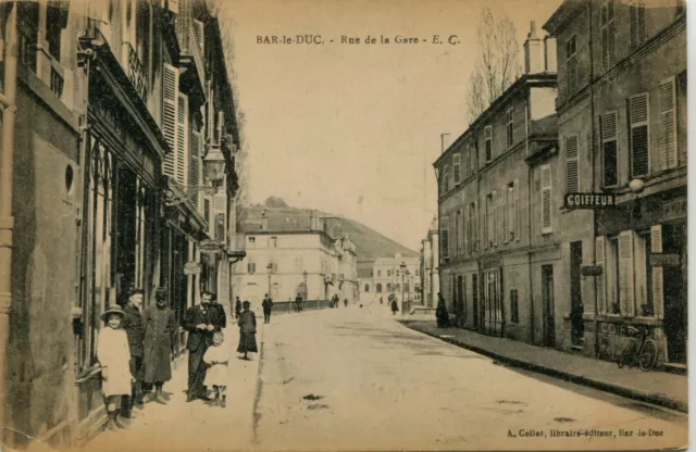 France Bar-le-Duc - Rue de La Gare Vieux Rare Vue Sépia Carte Postale