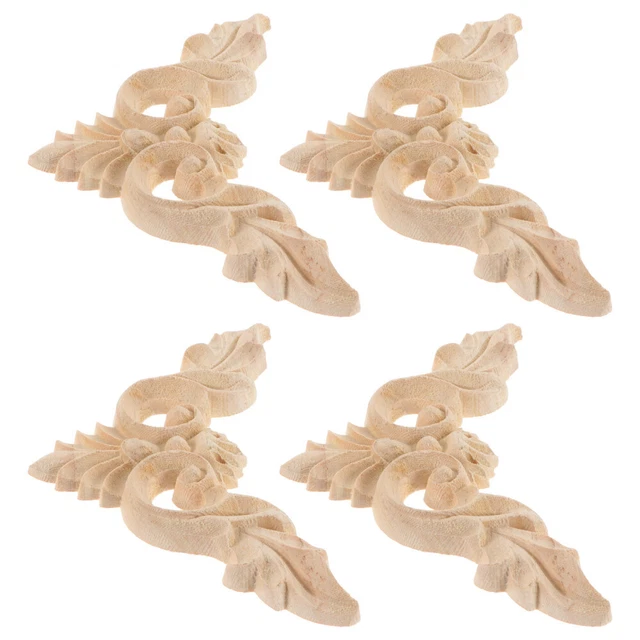 4 pz placche da parete in legno massello angolo fiore legno fiori