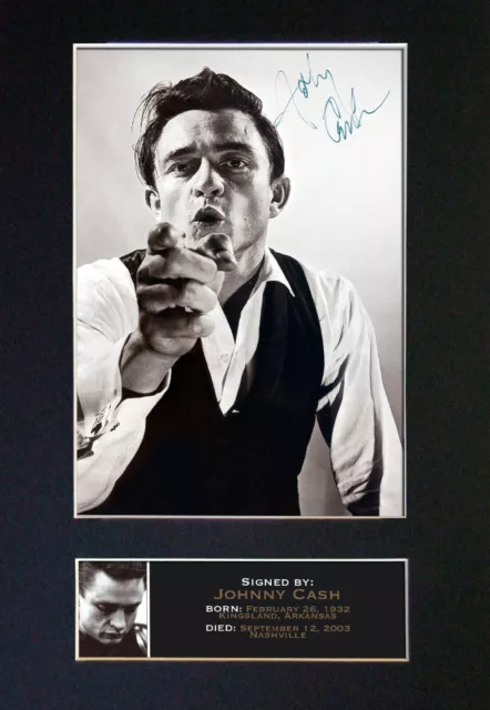 JOHNNY CASH Signed Mounted Reproduction Autograph Photo Prints A4 85