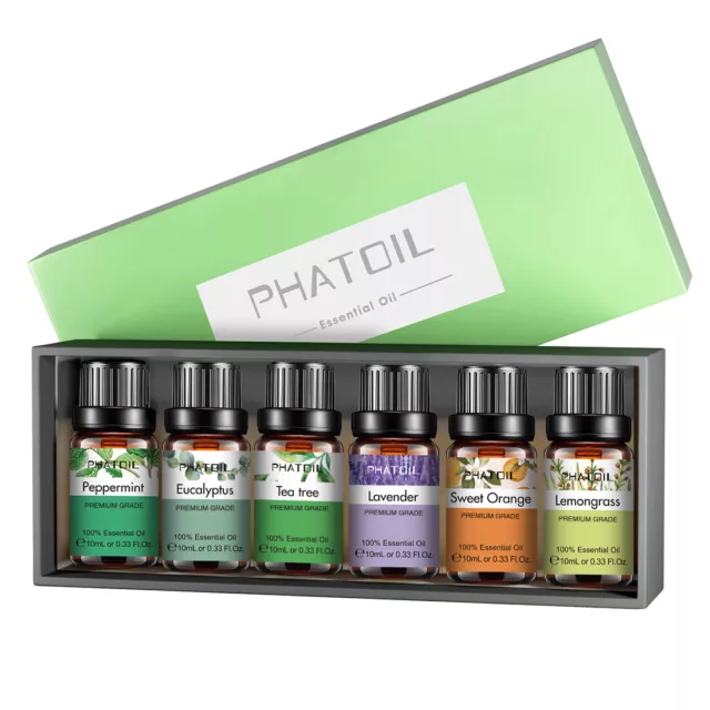 Natur Ätherische Öle Set 6x 10ml, Aromatherapie Duftöl GeschenkSet für Diffuser