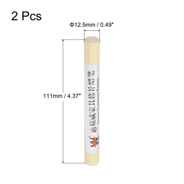 Palo de relleno de cera de madera, lápices para muebles bolígrafos de reparación de retoque, crema, 2 piezas 2