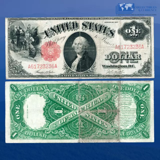 Fr.39 1917 $1 One Dollar "SAWHORSE REVERSE" Legal Tender Note, VF #23236