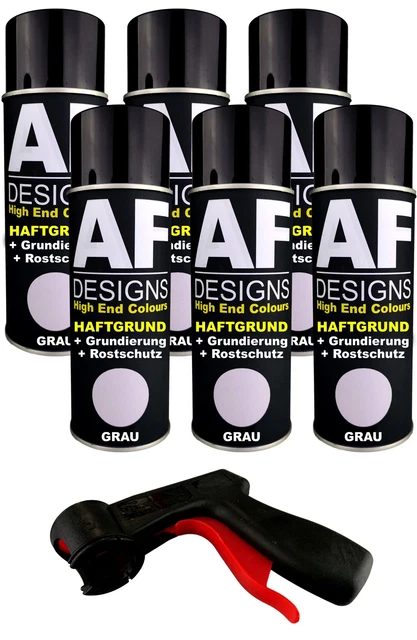 6x Haftgrund Spraydose grau + Haltegriff Grundierung Rostschutz Autolack
