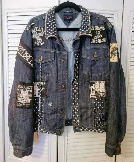 Vintage punk rock hardcore scene band jean jacket w/ patches, hundreds of studs!