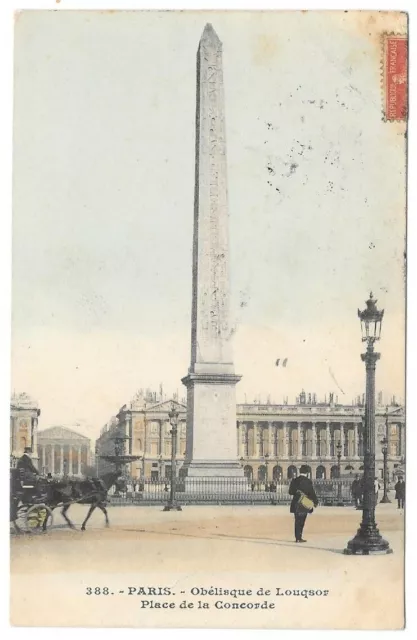 PARIS 75 Place de la concorde CPA colorisée animée écrite à Melle Sevin ~1910